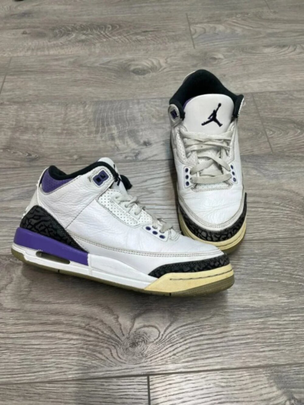Nike Air Jordan 3 Retro Dark Iris White Purple Sneakers Size 6